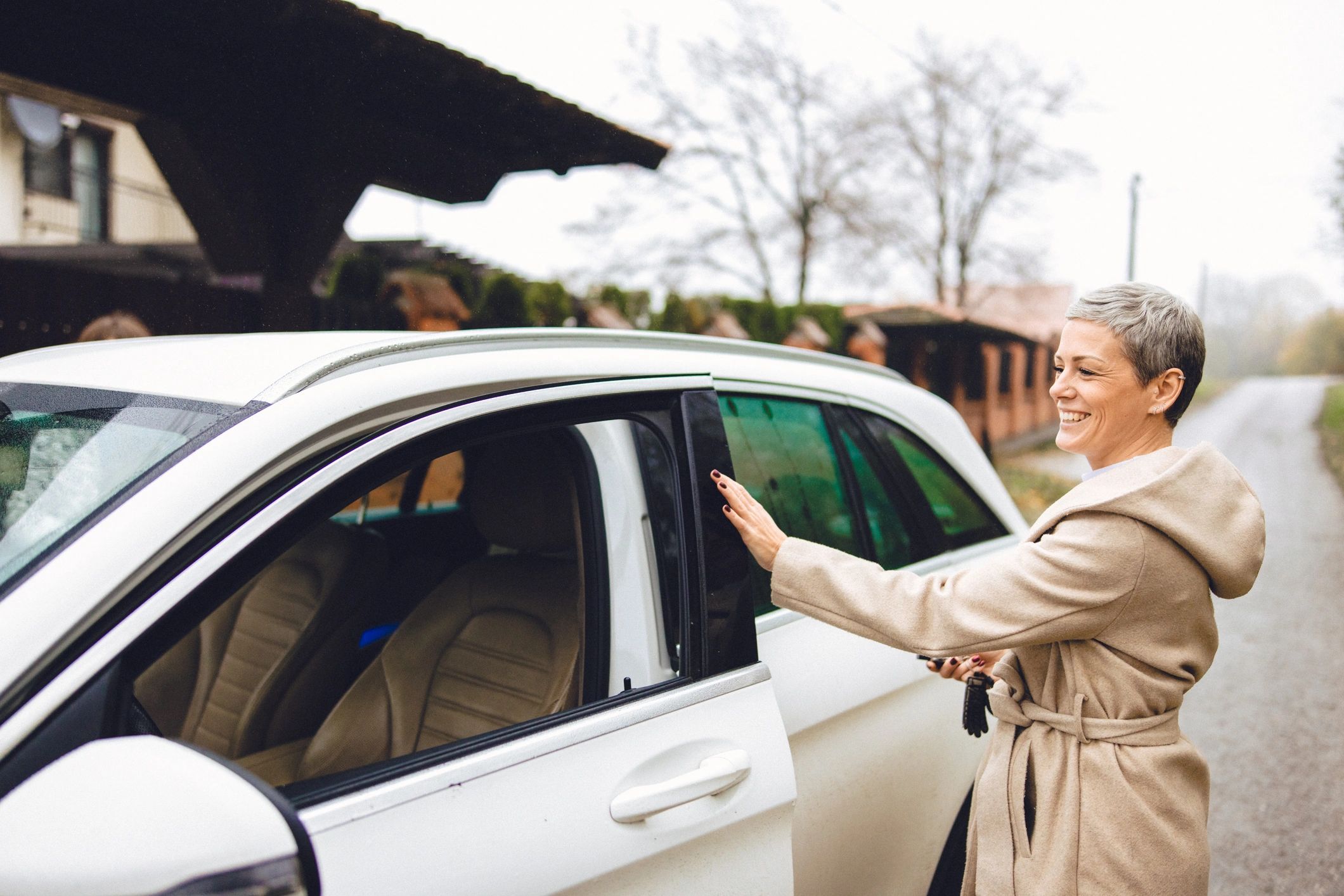 Passengers entering a car for a comfortable ride
